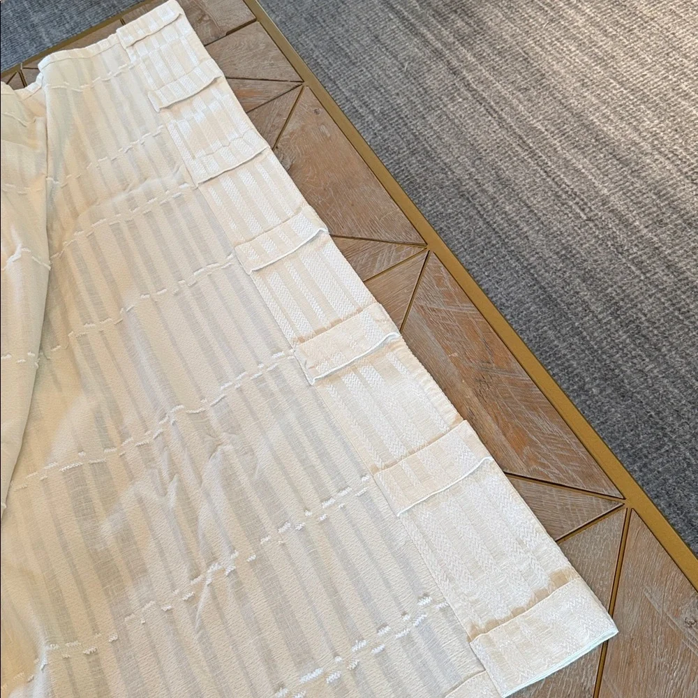 🌿 (Set of 2) West Elm Mixed Stripes Jacquard Curtain Panel – 48x96 — Cream